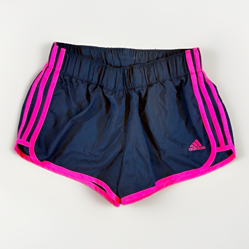 adidas Energy Running Women's Black/Pink 3" Striped Elastic Waist Shorts S